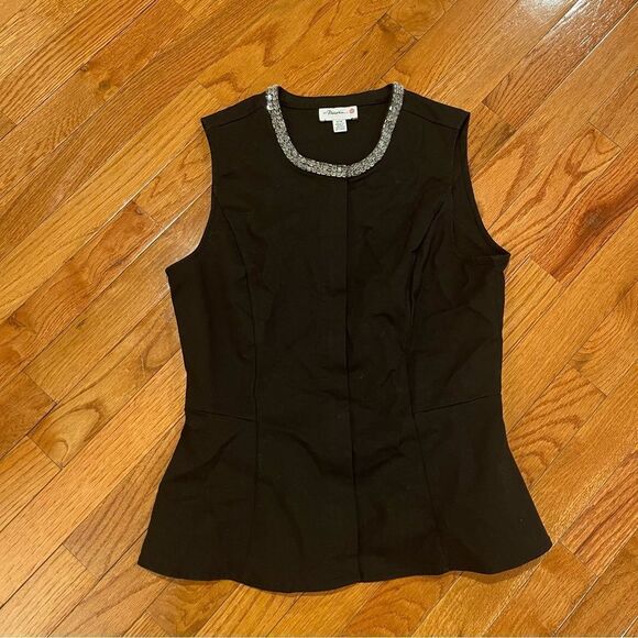 3.1 Phillip Lim Target Black Front Zip Peplum Beaded Top Size Medium - Picture 3 of 7